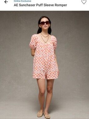 NWT American Eagle Sun Chaser Puff Sleeve Romper Size XXS